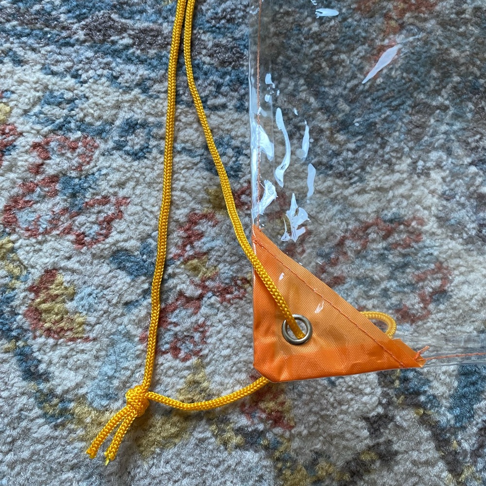 Clear Drawstring Backpack With Orange Accents - image 2